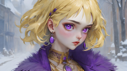 Fantasy Skinny Purple Eyes Short Hair Blonde Teen Girl Wallpaper #565