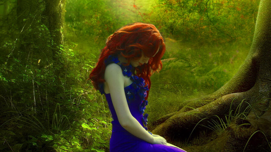 Fantasy Slim Long-haired Red Hair Girl Wallpaper #179