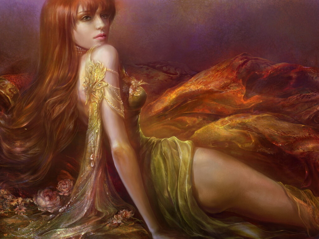 Fantasy Slim Long-haired Red Hair Girl Wallpaper #197