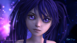 Fantasy Tiny Long-haired Purple Hair Teen Girl Wallpaper #404