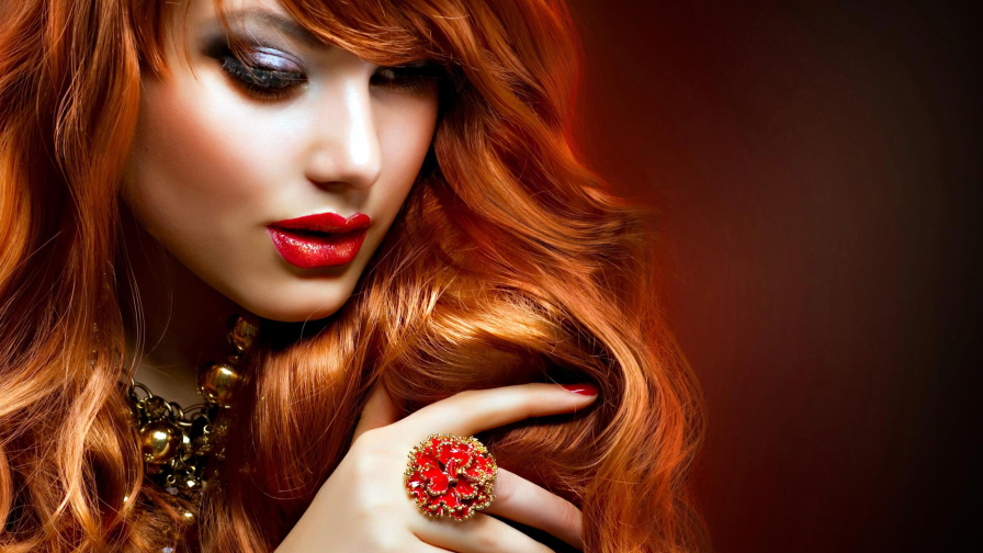 Judy Wilkins Long-haired Red Hair Model Girl Wallpaper #004
