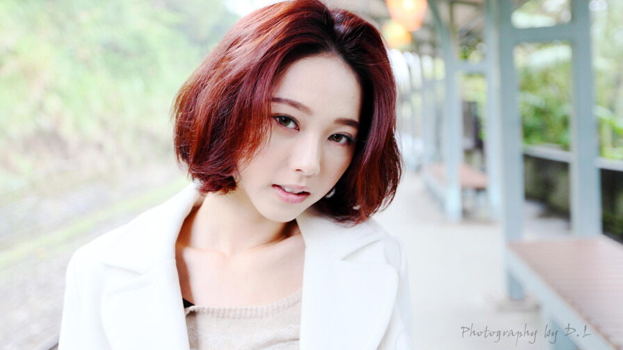Lín Yǔ Asian Red Hair Model Girl Wallpaper #008
