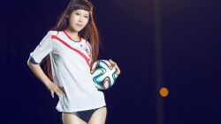 Lingerie Asian Slim Long-haired Brunette Teen Girl Wallpaper #075