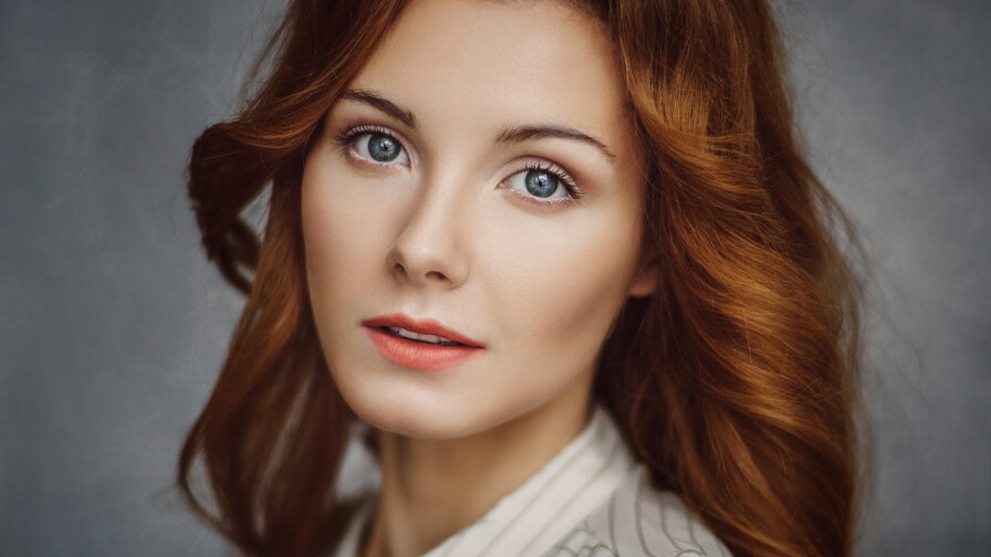 Long-haired Blue-eyed Margarita Petrusenko Russian Red Hair Model Girl Wallpaper #001