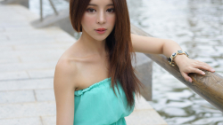 Long-haired Smiling Zhang Qi Jun Taiwanese Asian Model Teen Girl Wallpaper #019