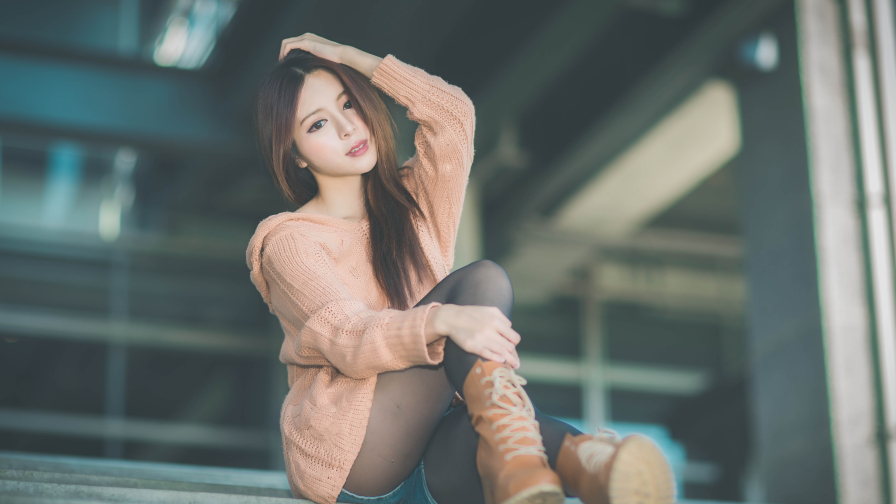 Long-haired Zhang Qi Jun Taiwanese Asian Model Teen Girl Wallpaper #007