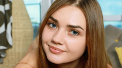 Nude Hot Smiling Blue-eyed Brunette Teen Girl Wallpaper #1455