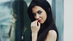 Sexy Blue Eyed Long Haired Brunette Teen Girl Wallpaper #3877