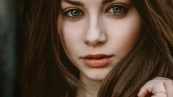 Sexy Blue-eyed Long-haired Brunette Teen Girl Wallpaper #7413