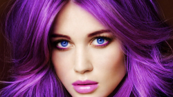 Sexy Blue-eyed Long-haired Purple Hair Teen Girl Wallpaper #5241