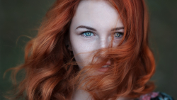 Sexy Blue-eyed Long-haired Red Hair Teen Girl Wallpaper #5063