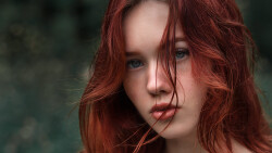 Sexy Blue-eyed Long-haired Red Hair Teen Girl Wallpaper #5281