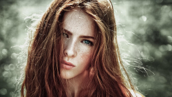 Sexy Blue-eyed Long-haired Red Hair Teen Girl Wallpaper #6265