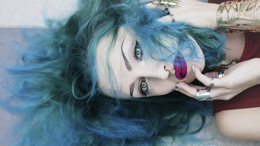 Sexy Pierced Blue-eyed Long-haired Blue Hair Cosplay Teen Girl Wallpaper #6920