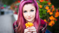 Sexy Pierced Blue-eyed Long-haired Purple Hair Teen Girl Wallpaper #5774