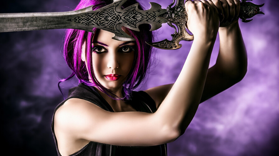 Sexy Purple Hair Cosplay Teen Girl Wallpaper #4239