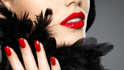 Sexy Red Lips Brunette Girl Wallpaper #5226