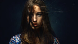 Sexy Skinny Blue-eyed Long-haired Brunette Teen Girl Wallpaper #6694