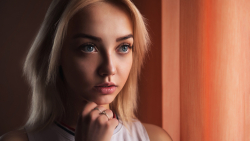 Sexy Slim Blue-eyed Long-haired Blonde Teen Girl Wallpaper #6633