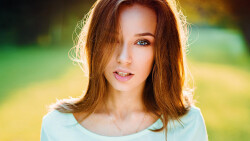 Sexy Slim Blue-eyed Long-haired Brunette Teen Girl Wallpaper #4567