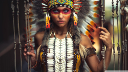 Sexy Slim Blue-eyed Long-haired Native American Brunette Teen Girl Wallpaper #6326