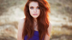 Sexy Slim Blue-eyed Long-haired Red Hair Teen Girl Wallpaper #5651