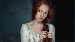 Sexy Slim Blue-eyed Long-haired Red Hair Teen Girl Wallpaper #5871