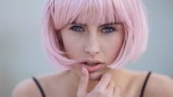 Sexy Slim Blue Eyed Pink Hair Teen Girl Wallpaper #5533