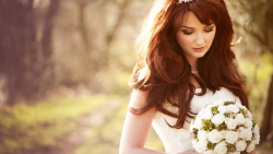 Sexy Slim Long-haired Red Hair Bride Girl Wallpaper #5316