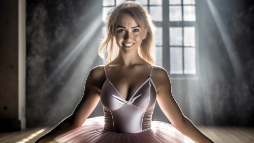 Sexy Slim Smiling Blue-eyed Long-haired Ballerina Blonde Teen Girl Wallpaper #8057