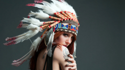 Sexy Slim Tattooed Long-haired Native American Red Hair Teen Girl Wallpaper #5384