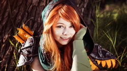 Sexy Smiling Hazel Eyes Long-haired Red Hair Teen Cosplay Girl Wallpaper #5591