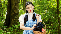 Sexy Smiling Long-haired Dorothy in the Woods Brunette Cosplay Teen Girl Wallpaper #8032