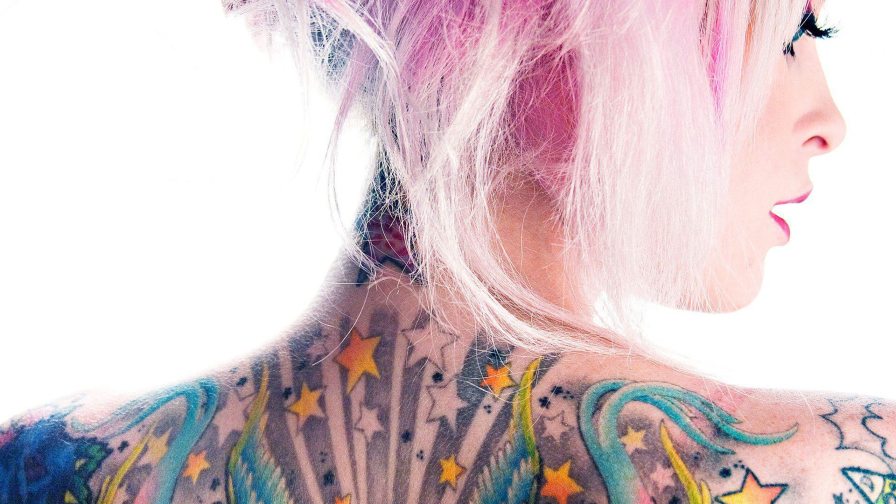 Sexy Tattooed Pink Hair Girl Wallpaper #5044