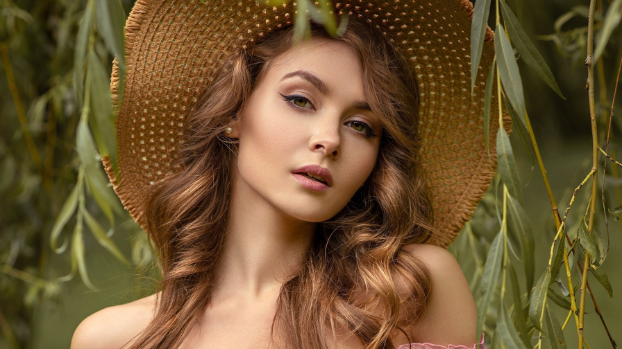 Skinny Blue-eyed Long-haired Katya Khalpert Russian Blonde Model Teen Girl Wallpaper #001