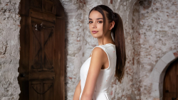 Skinny Long-haired Emilia in Italy Brunette Model Teen Girl Wallpaper #001