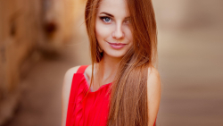 Skinny Smiling Blue-eyed Long-haired Nadya Ryzhevolosaya Red Hair Russian Model Teen Girl Wallpaper #005