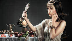 Slim Long-haired Quỳnh Nhi Asian Brunette Model Teen Girl Wallpaper #001
