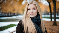 Smiling Blue-eyed Long-haired Emma in Central Park Blonde Model Girl Wallpaper #001