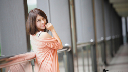 Smiling Long-haired Zhang Qi Jun Taiwanese Brunette Asian Model Teen Girl Wallpaper #034