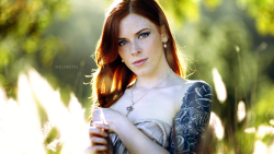 Tattooed Long-haired Annalee Red Hair Model Suicide Girl Wallpaper #001