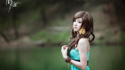 Xiao Ya Asian Long-haired Brunette Teen Girl Wallpaper #003