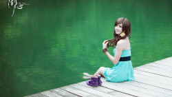 Xiao Ya Asian Long-haired Brunette Teen Girl Wallpaper #004
